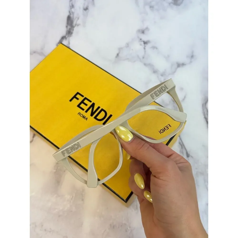 NEW Fendi FE50087I Bone White Oversized Square Eyeglasses Frames